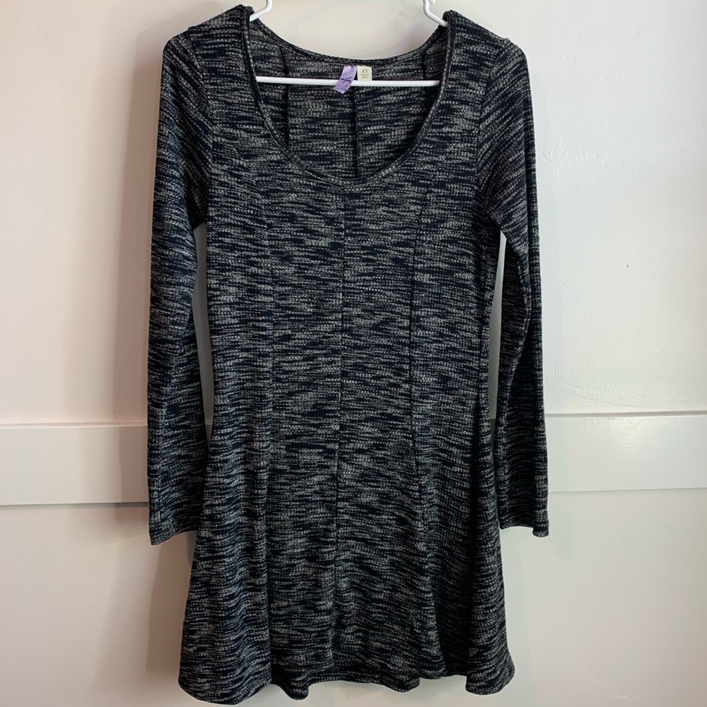 Alya Black Heathered Long Sleeve Mini Dress